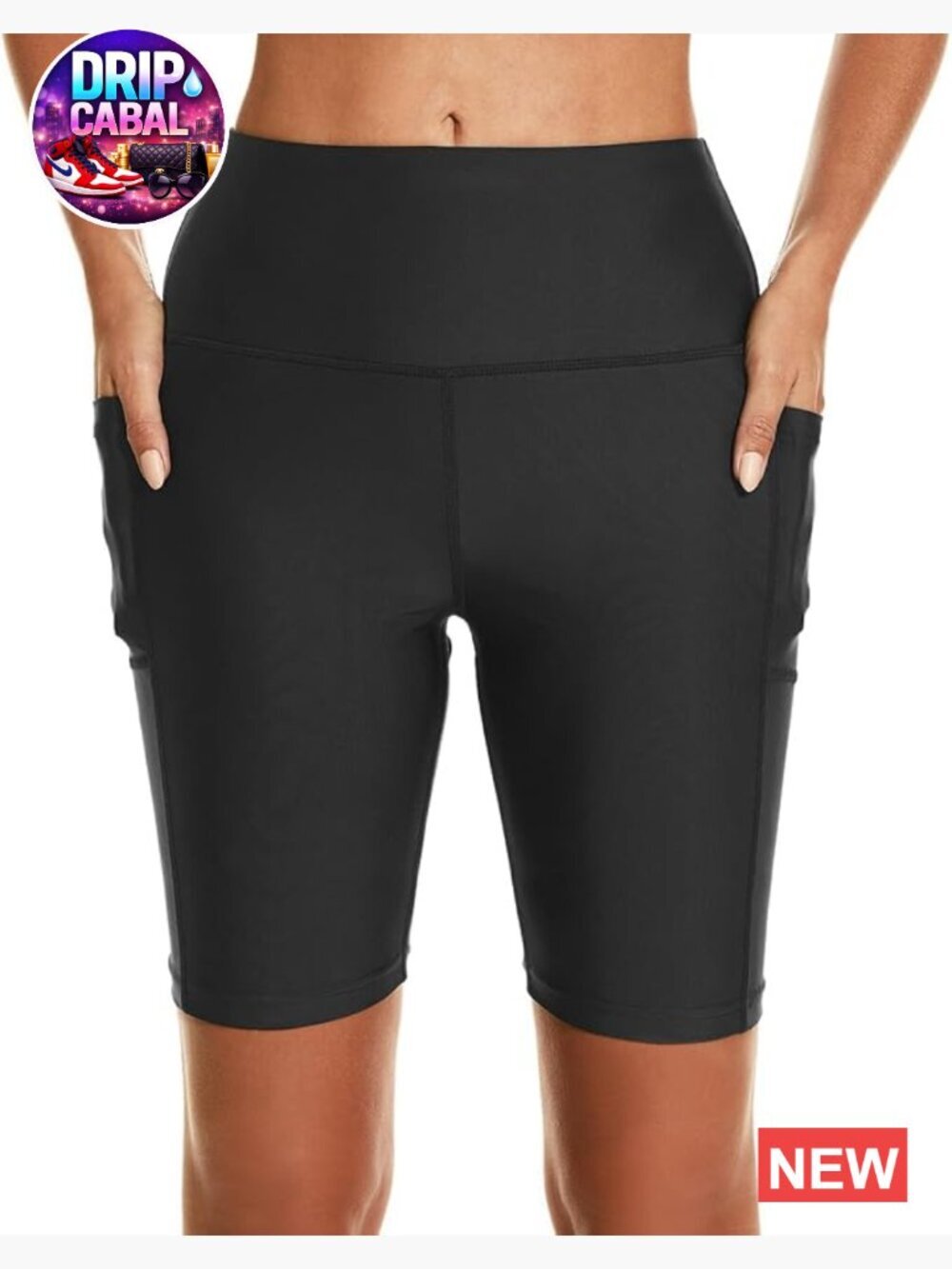 UPF 50+ High Waisted Quick Dry Swim Board Shorts with Pockets Liner